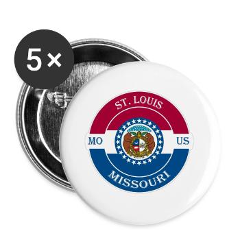 St. Louis Missouri Flagge USA Reise Souvenir Abzeichen - Buttons groß 56 mm (5er Pack) - Weiß - Vorne