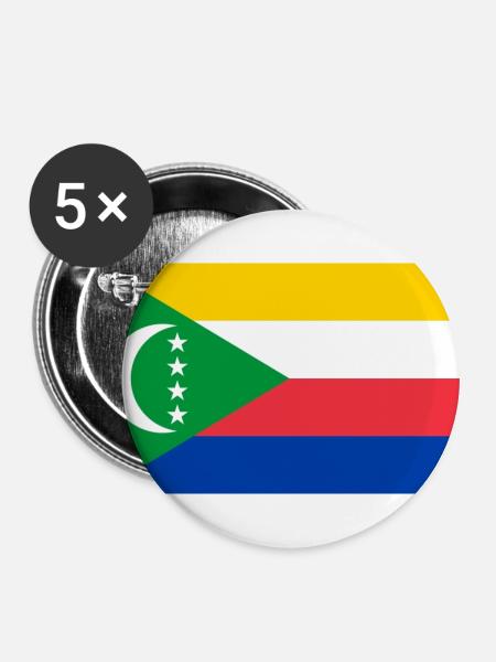 Komoren - Buttons groß 56 mm (5er Pack) - Weiß