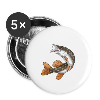Hecht - Buttons groß 56 mm (5er Pack) - Weiß - Vorne