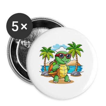 Turtle Funny Cartoon Summer Beach Sunglasses - Buttons large 2.2''/56 mm (5-pack) - white - Front