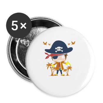 Pirat Süßer Kleiner Junge Pirats Piraten Kleines - Buttons groß 56 mm (5er Pack) - Weiß - Vorne