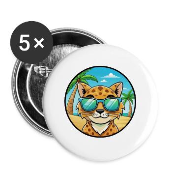 Australische gefleckte Nebelkatzenrasse Cartoon Beach - Buttons groß 56 mm (5er Pack) - Weiß - Vorne