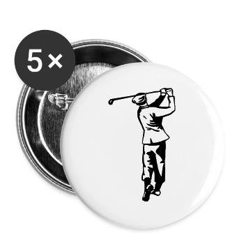 Golf - Golfen - Golfer - Buttons groß 56 mm (5er Pack) - Weiß - Vorne