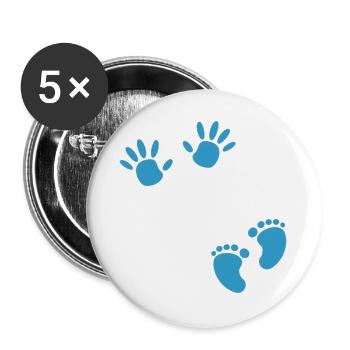 Pregnancy footprint hand boy baby belly - Buttons large 2.2''/56 mm (5-pack) - white - Front