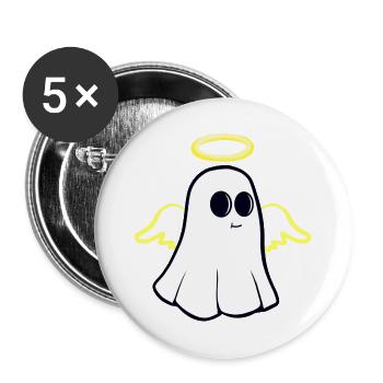 Niedlicher Geist mit Heiligenschein - Buttons groß 56 mm (5er Pack) - Weiß - Vorne