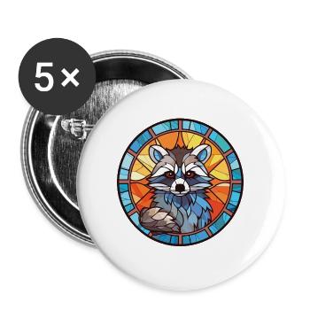Waschbär Bunte Aquarell-Tierillustration - Buttons groß 56 mm (5er Pack) - Weiß - Vorne