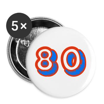 80. 80 JAHRE. 80-JÄHRIGES JUBILÄUM. 80. GEBURTSTAG. - Buttons groß 56 mm (5er Pack) - Weiß - Vorne