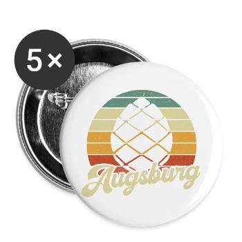 Augsburg Zirbelnuss Retro Fuggerstadt - Buttons groß 56 mm (5er Pack) - Weiß - Vorne