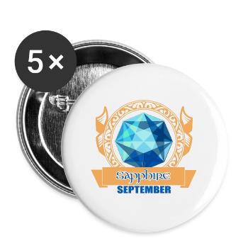 Saphir Stein - Buttons groß 56 mm (5er Pack) - Weiß - Vorne