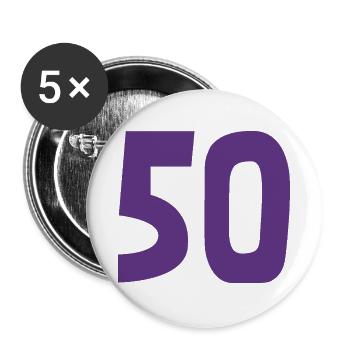 50. 50 JAHRE. 50-JÄHRIGES JUBILÄUM. 50-JÄHRIGES JUBILÄUM. - Buttons groß 56 mm (5er Pack) - Weiß - Vorne