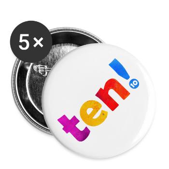 ZEHN 10 JAHRE 10. GEBURTSTAG - Buttons groß 56 mm (5er Pack) - Weiß - Vorne