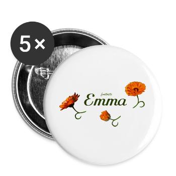 Emma Geburtstag Emma - Buttons groß 56 mm (5er Pack) - Weiß - Vorne