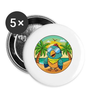 Lunettes de soleil Parrot Funny Cartoon Summer Beach - Lot de 5 grands badges (56 mm) - blanc - Devant
