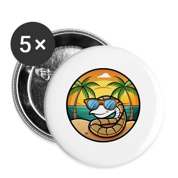 Schlange Lustige Cartoon Sommer Strand Sonnenbrille Cool - Buttons groß 56 mm (5er Pack) - Weiß - Vorne