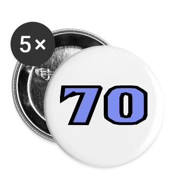 70. 70 JAHRE. 70-JÄHRIGES JUBILÄUM. 70-JÄHRIGES JUBILÄUM. - Buttons groß 56 mm (5er Pack) - Weiß - Vorne