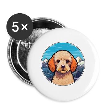 Miniatur-Pudel Hunderasse Karikatur Kawaii Watercol - Buttons groß 56 mm (5er Pack) - Weiß - Vorne