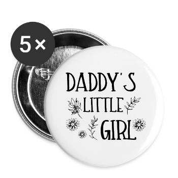 DADDY'S LITTLE GIRL - Buttons groß 56 mm (5er Pack) - Weiß - Vorne