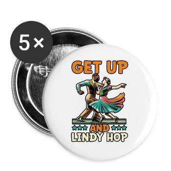 Lindy Hop Tänzer Swinging Dancing Swing Dance - Buttons groß 56 mm (5er Pack) - Weiß - Vorne