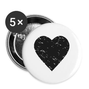 schwarzes Herz - Black Lives Matter - gothic - Buttons groß 56 mm (5er Pack) - Weiß - Vorne
