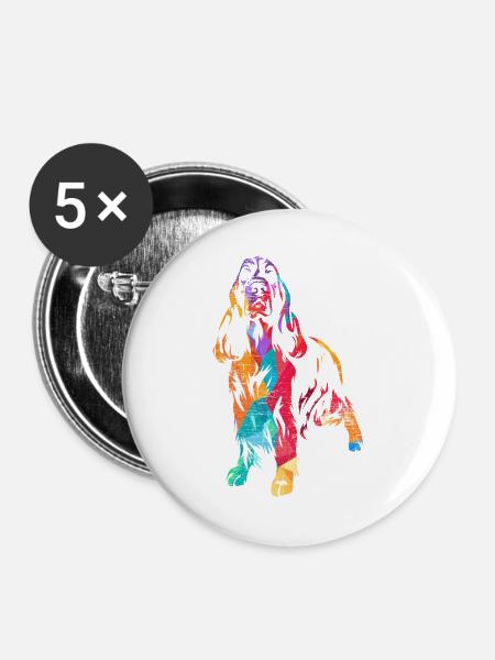 Wachsamer Springer Spaniel Stöberjagd - Buttons groß 56 mm (5er Pack) - Weiß