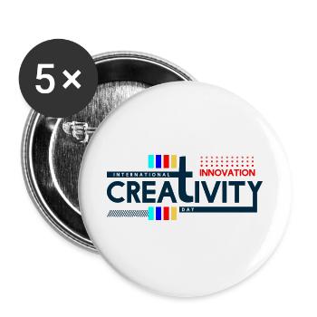 "Internationale Kreativität und Innovation" - Buttons groß 56 mm (5er Pack) - Weiß - Vorne