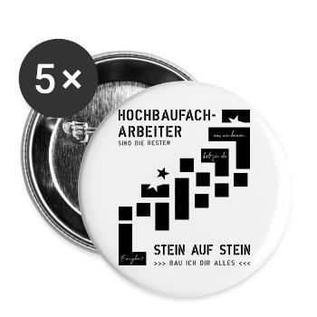 Hochbaufacharbeiter Maurer - Buttons groß 56 mm (5er Pack) - Weiß - Vorne