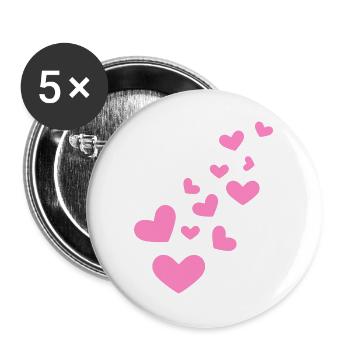 Herzchen Herz Muster Geschenk - Buttons groß 56 mm (5er Pack) - Weiß - Vorne