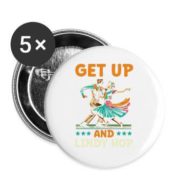 Lindy Hop Tänzer Swinging Dancing Swing Dance - Buttons groß 56 mm (5er Pack) - Weiß - Vorne