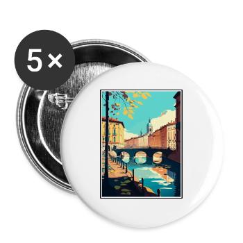 Turin Italien Vintage Reiseposter WPA Souvenir - Buttons groß 56 mm (5er Pack) - Weiß - Vorne