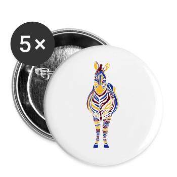 Zebra bunt 3-farbig - Buttons groß 56 mm (5er Pack) - Weiß - Vorne