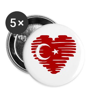 türkisches Herz Liebe herzlich herrlich spezial - Buttons groß 56 mm (5er Pack) - Weiß - Vorne