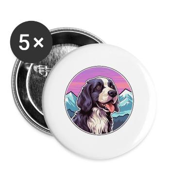 Portugiesischer Wachhund Rasse Cartoon Kawaii Wasser - Buttons groß 56 mm (5er Pack) - Weiß - Vorne
