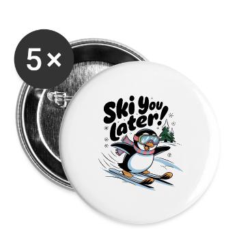 Ski You Later - Buttons large 2.2''/56 mm (5-pack) - white - Front