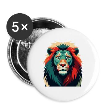 Lion Dessin Animé Personnage Animal De Compagnie Coloré - Lot de 5 grands badges (56 mm) - blanc - Devant