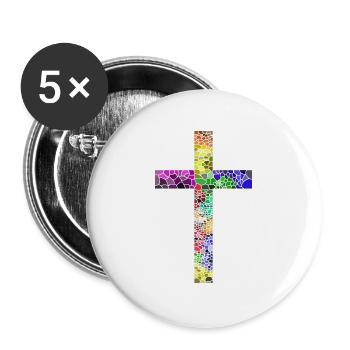 Kreuz Jesus Gott Religion Kirche Papst Vatikan - Buttons groß 56 mm (5er Pack) - Weiß - Vorne