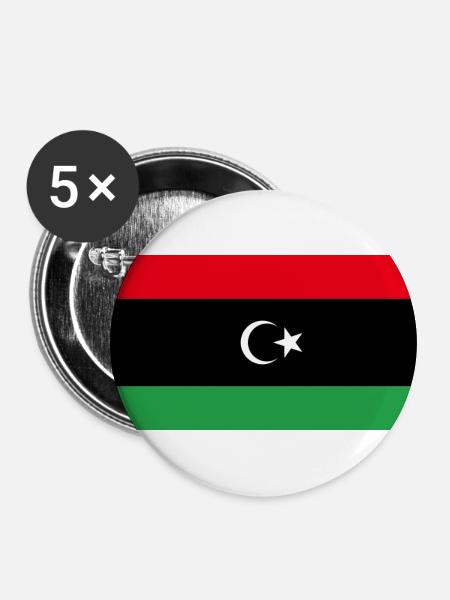 Libyen - Buttons groß 56 mm (5er Pack) - Weiß