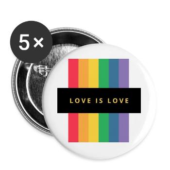 Liebe in allen Farben! LGBTQ+ - Buttons groß 56 mm (5er Pack) - Weiß - Vorne