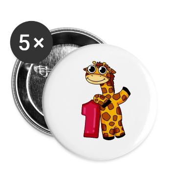 1. Geburtstag Giraffe 1.Klasse Geschenk - Buttons groß 56 mm (5er Pack) - Weiß - Vorne