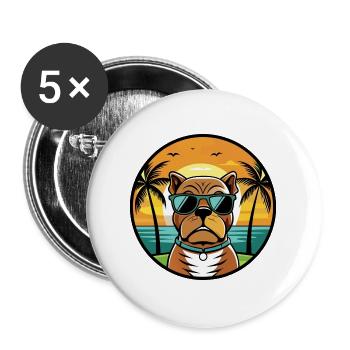 Bordeauxdogge Hunderasse Cartoon Sonnenbrille Strand - Buttons groß 56 mm (5er Pack) - Weiß - Vorne