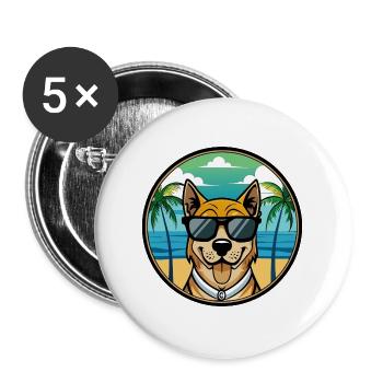Cao De Castro Laboreiro Dog Breed Cartoon Beach - Buttons large 2.2''/56 mm (5-pack) - white - Front