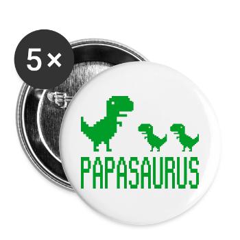 Papa Père Papasaurus rétro - Lot de 5 grands badges (56 mm) - blanc - Devant