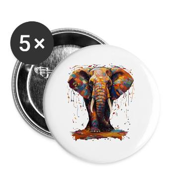 Elephant farbenfroh - Buttons groß 56 mm (5er Pack) - Weiß - Vorne