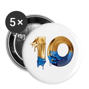NON. 10 NUMÉRO 10 COOL 10E ANNIVERSAIRE - Lot de 5 grands badges (56 mm) - blanc - Devant