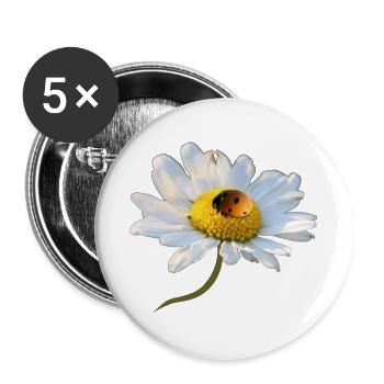 Margerite Marienkäfer - Buttons groß 56 mm (5er Pack) - Weiß - Vorne