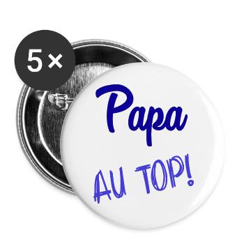 FROHER VATERTAG. PAPA. VATERTAG - Buttons groß 56 mm (5er Pack) - Weiß - Vorne