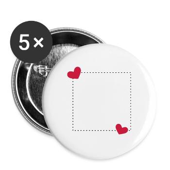 Herz Rahmen Ornament Linie Dekoration - Buttons groß 56 mm (5er Pack) - Weiß - Vorne