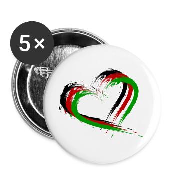 Herz Bürste Afghanistan Flagge Fahne Neu - Buttons groß 56 mm (5er Pack) - Weiß - Vorne