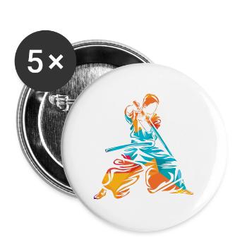 Meisterhafter Iaido Schwertzieher - Buttons groß 56 mm (5er Pack) - Weiß - Vorne