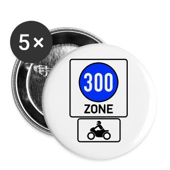 Mind. 300km/h Frei Motorrad Zone - Buttons groß 56 mm (5er Pack) - Weiß - Vorne