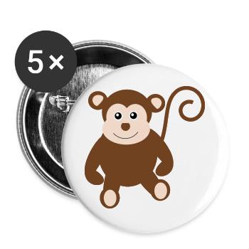 Niedlicher Affe Geschenk Geburt Taufe Babyparty - Buttons groß 56 mm (5er Pack) - Weiß - Vorne